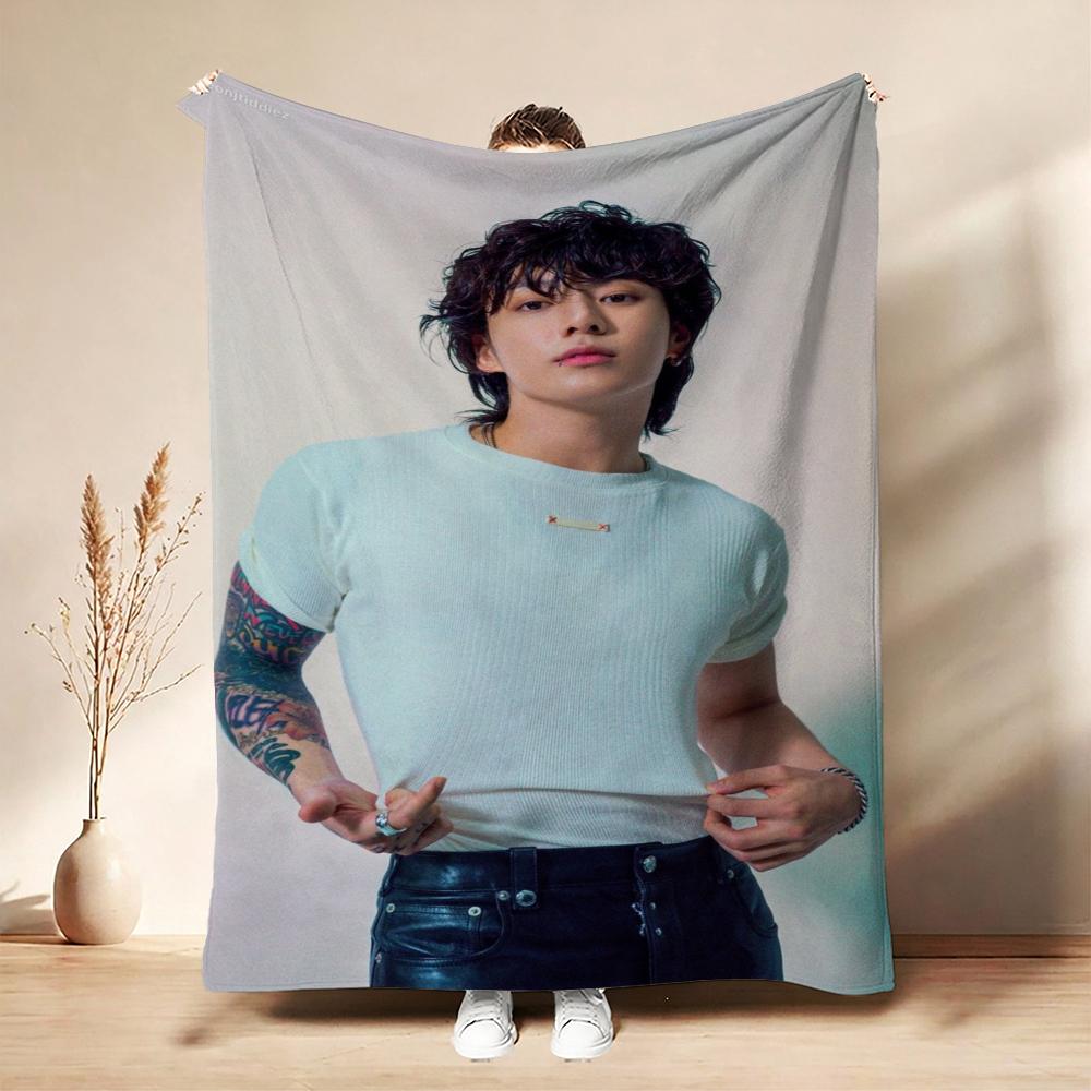 Young Man Against Purple Floral Background Theme Blanket Cozy Comfortable Throw Blanket For Living Room Sofa Bedroom Bed Lightweight Home Decor