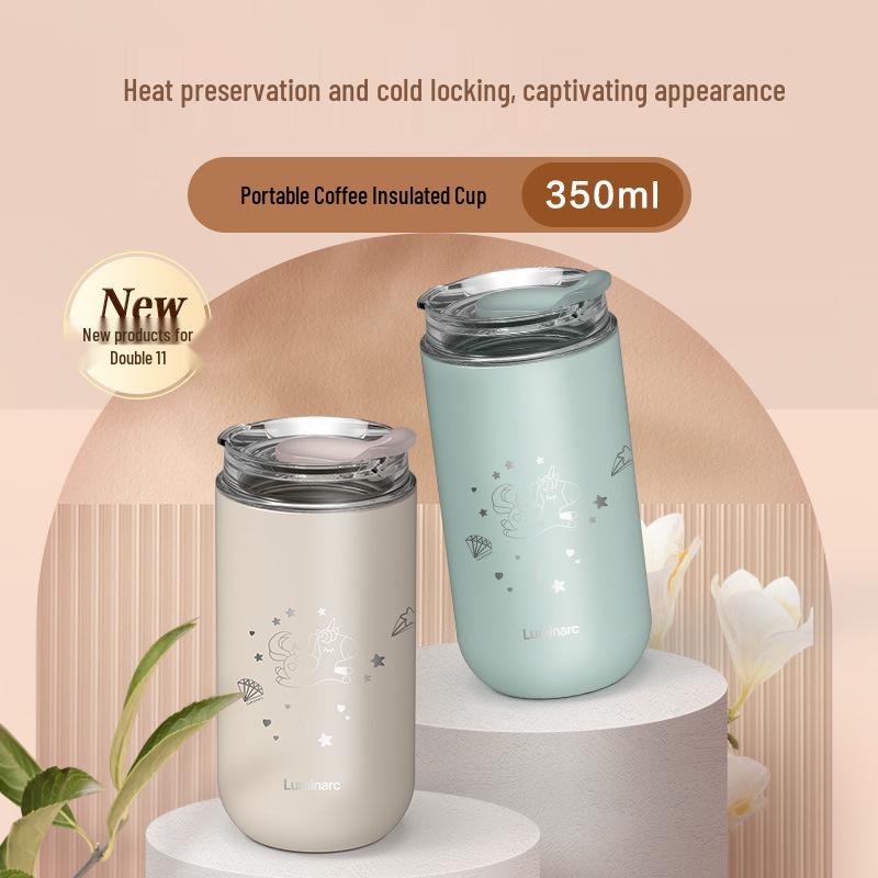 Luminarc Stainless Steel Thermal Travel Mug for Students, Home, Office - Unisex Portable Coffee Cup