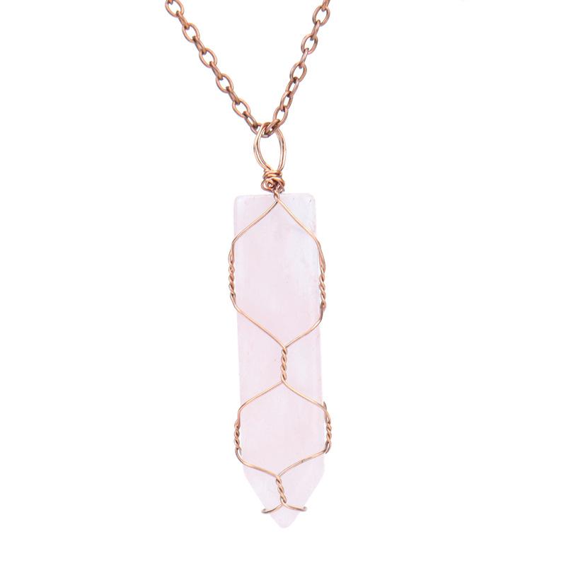 TikTok Live Handmade Amethyst Sword-Shaped Net Bag Pendant Necklace (N505)