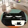 1pcCat Coffee Office Round Area Rug, Indoor Mat Suitable ForOffice, Under Office Chairs Bedroom Living Room Home Decor, Room Deco 084