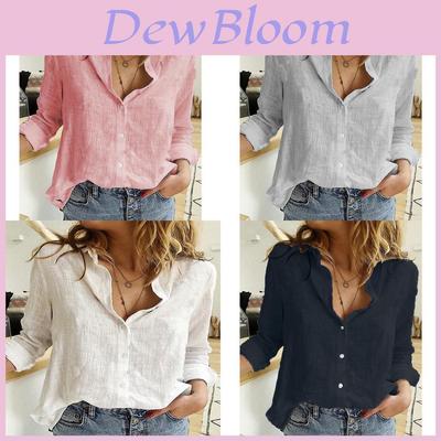 Baumwoll-Leinen Lässiges Langarmhemd Für Damen Mit Patchwork-Design Und Lockerer Passform Für Die Frühjahrssaison