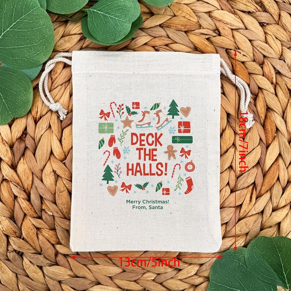 3Pcs Custom Christmas Party Favor Goodie Bags Drawstring Tote Holiday Swag Bag Wrapping Christmas Stocking New Year Santa Claus