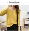 Women's V-Neck Knit Sweater: Large Size, Loose Fit, Slimming, Solid Color, Perfect for Early Autumn and Winter