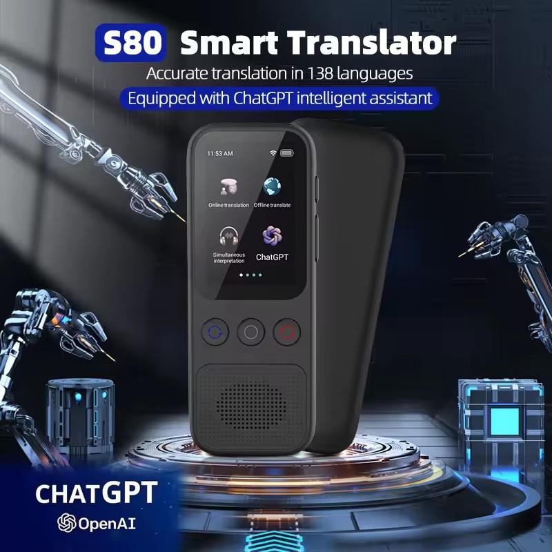 Portable S80 Audio Translator 138 Language Smart Translate Offline In Real Time Smart Voice AI Voice Photo Translation