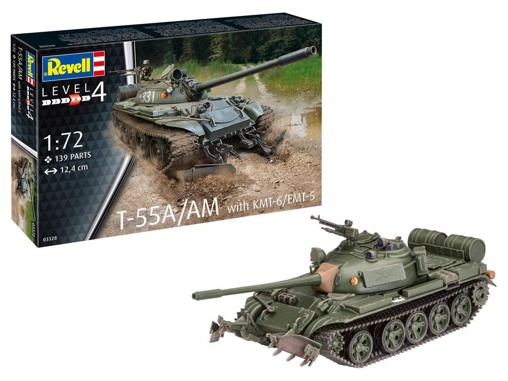 German Revell Soviet Army with Plastic Model 03328 1/72 T-55a/AM KMT-6/EMT-5