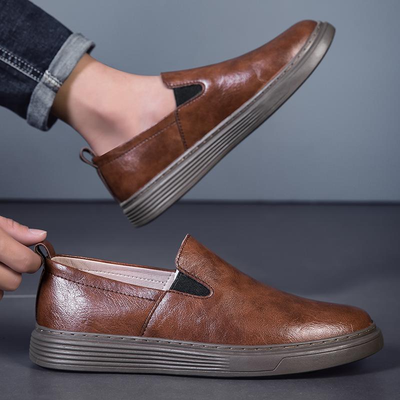 Fashion Genuine Leather Mens Fashion Loafers Handmade Mens Slip On Shoes Breathable Male Comfortable Flats New Men Casual Walking Shoes