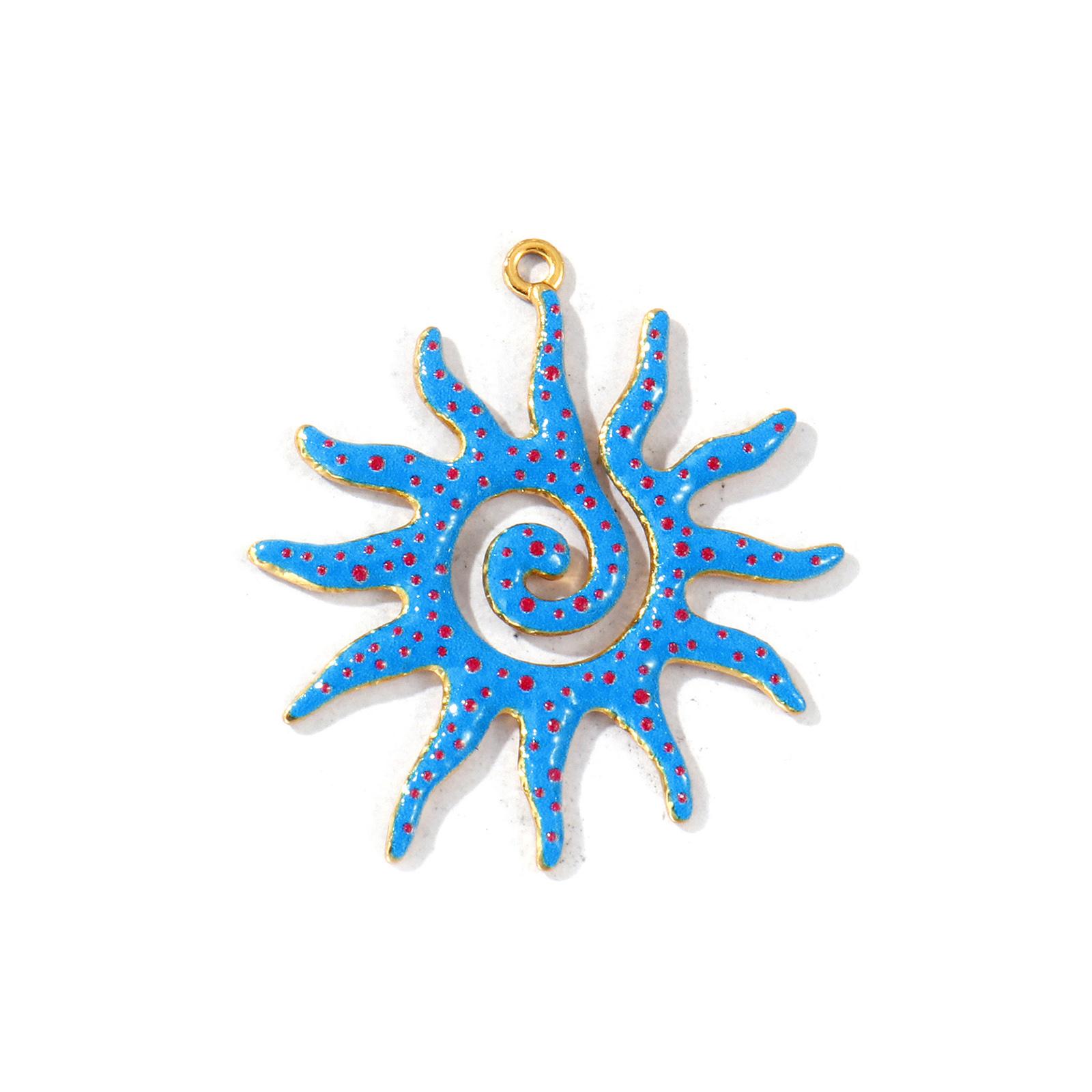 

2 Pcs 304 Stainless Steel Galaxy Pendants 18K Gold Plated Enamel Sun Spot Pendants For DIY Necklace Jewelry Making 3.7cm x 3.4cm синій