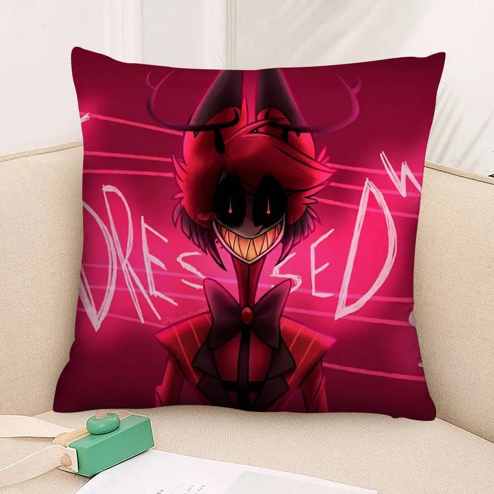 Anime H-Hazbin Hotel Alastor Pillow Case Square Double‑Sided Print Cushion Case For Sofa Home Bedchamber Decor Gift