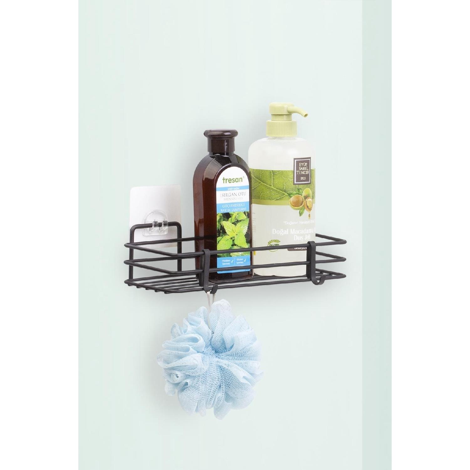 

Magic Fix Magic Adhesive Черная полка для ванной комнаты с крючком - 11x24 см