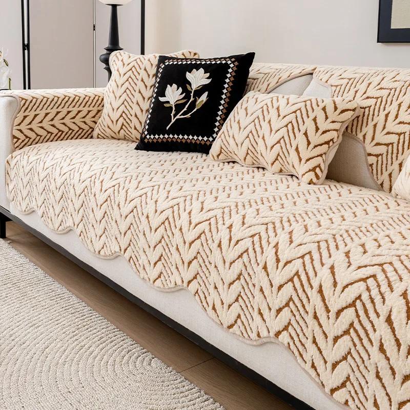 

Wave Edge Irregular Sofa Cover Cloth Thickened Anti Slip Warm Sofa Cushion Cover Soft and Delicate Autumn and Winter New Style 45x45cm pillowcase