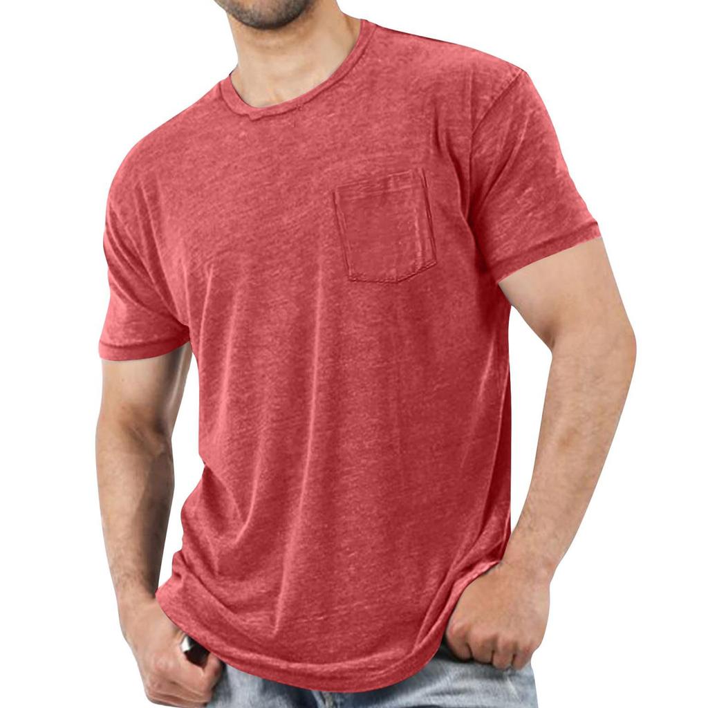 Man's  Leisure  Round  Neck  With  Pocket  Short  Sleeves  T,Shirt