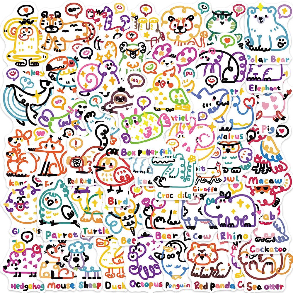 

Мультяшные наклейки с животными 50 шт. Милые украшения для гитары, блокнота, багажа, водонепроницаемые принты