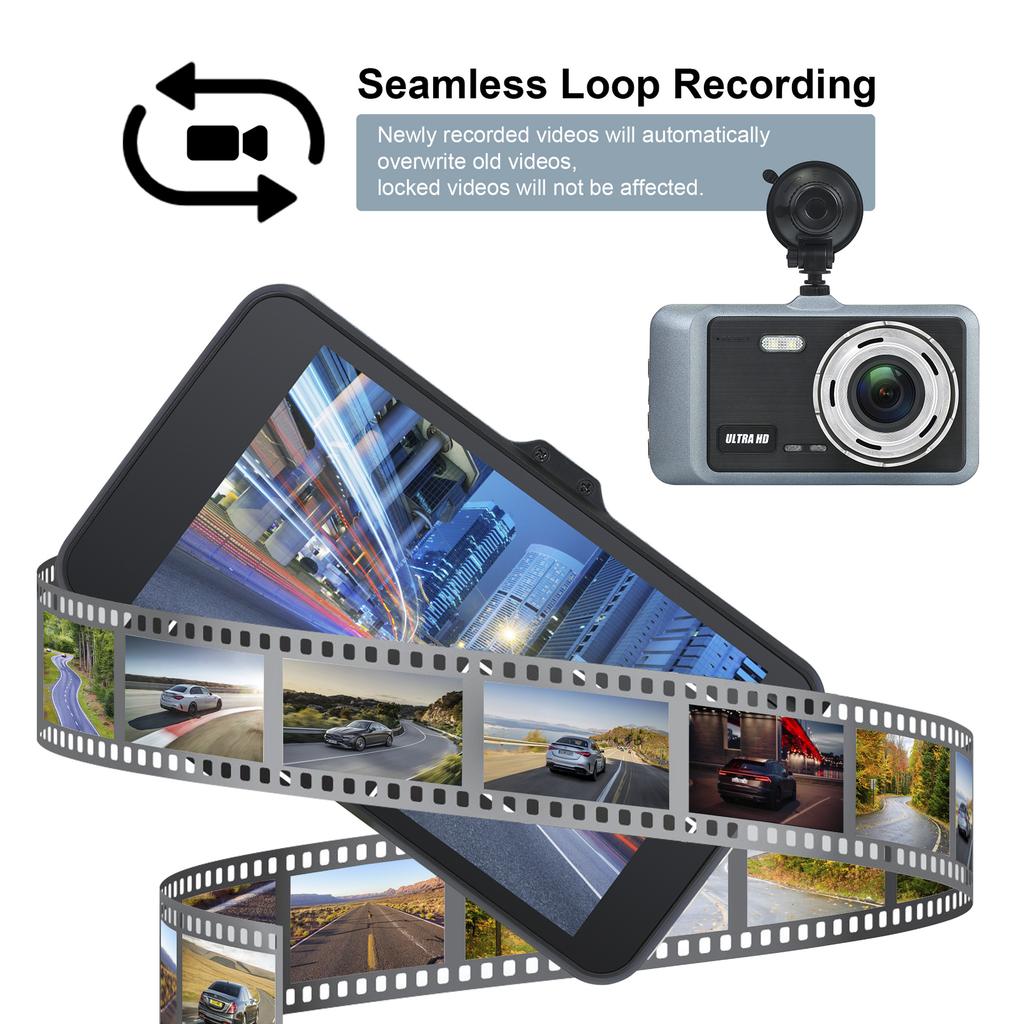 2K 4,0-Zoll Hochauflösender Fahrrekorder WIFI Drahtlose Handy-Verbindung Auto Dual-Objektiv Dual-Aufnahme