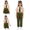 Kids Boys Girls Solider Military Uniforms Clothing Military Training Camp Outfit Short Sleeve Shirt Top with Pants Skirt Cap Tie