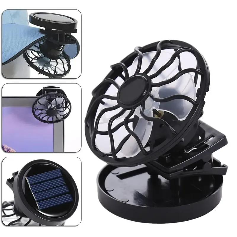 Mini Clip-on Solar Energy Fan Camping Hiking Cooling Portable Fan for Summer Travel Camp Mountaineering Cooling