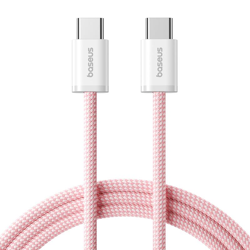 Кабель Baseus 100 Вт Type C на USB C для 16 15 Быстрая зарядка Зарядный шнур для Macbook iPad Samsung Быстрый USB C провод 1m розовый