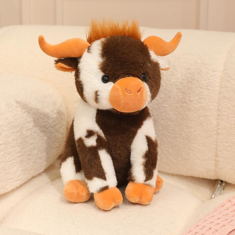 Simulated Sitting Cow Plush Toy, Black and White Cow Doll, Wild Forest Animal Children's Doll