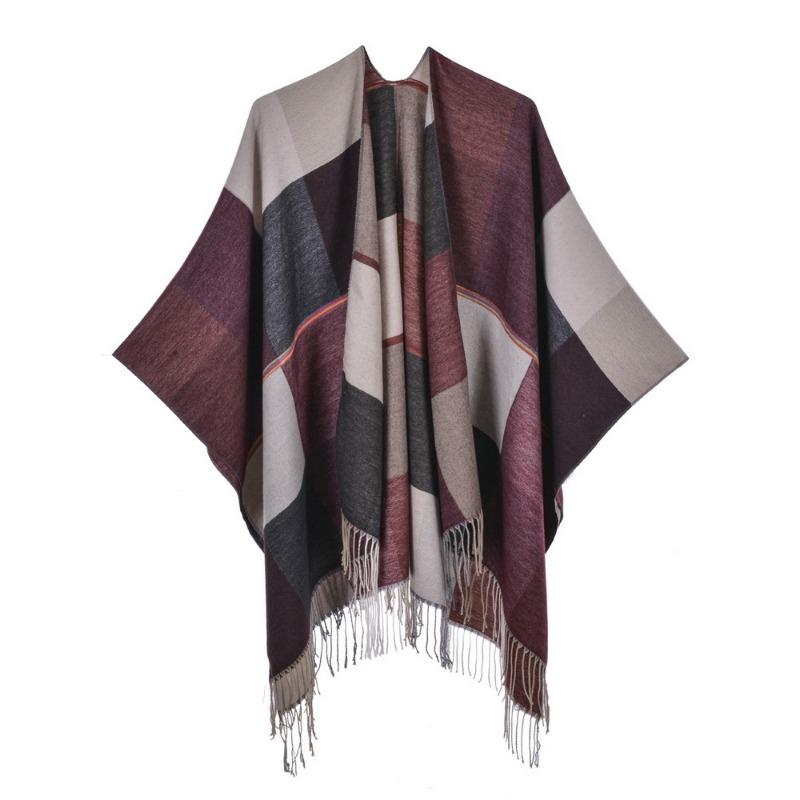 New women's scarf shawl retro fashion jacquard split fork thickened warm shawl cape