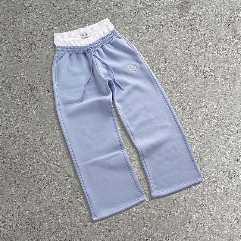 

Европейский и американский ретро уличный хип-хоп пара свободные двойная талия ложный двухкомпонентный спортивные штаны XL