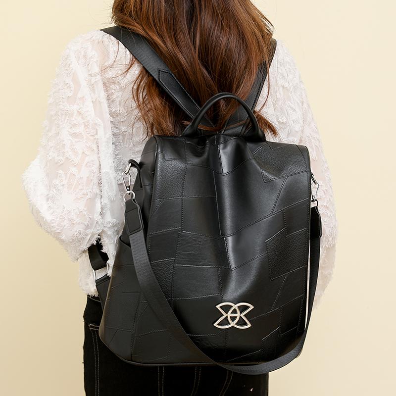 Женский противоугонный дорожный рюкзак большой вместимости из мягкой кожи коричневый — фото 3