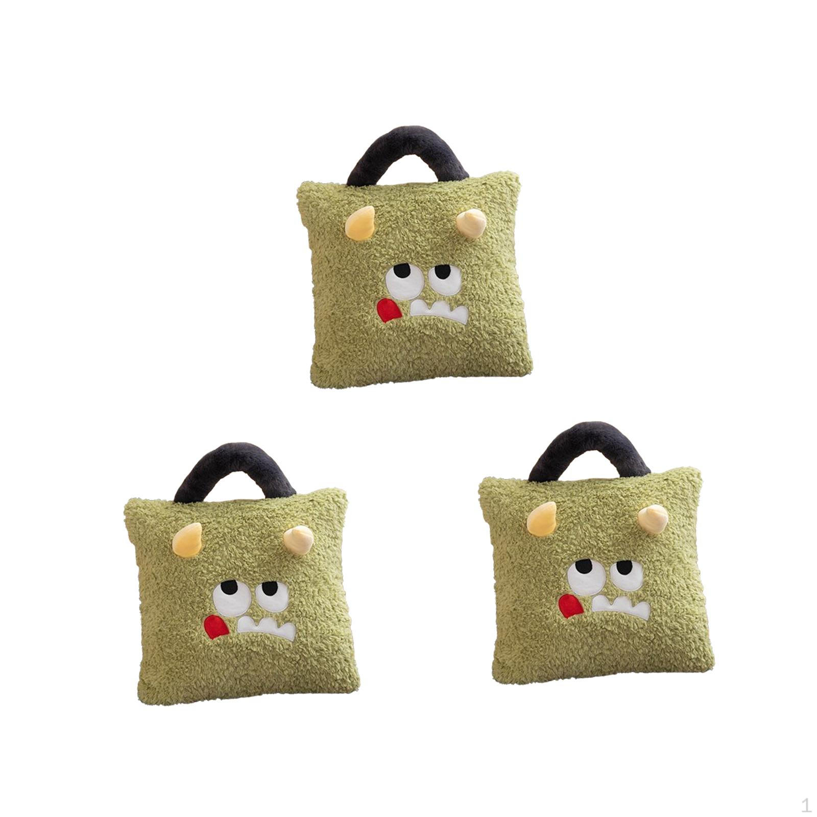 

3 Pack Christmas Plush Cushions with Storage Feature, Square Shape for Home and Office Monster