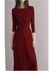 Elegant French Women's Long-Sleeve Dress: Fashionable High-End Spring/Autumn Skirt for Weddings