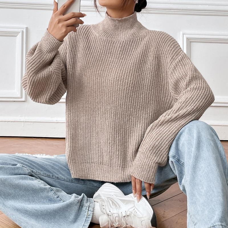 

Women s Semi High Neck Pullover Sweater S абрикосовый