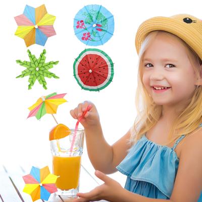 Palillos de papel para cócteles con sombrillas para bebidas: sombrillas para cócteles, palillos de papel para cócteles con sombrillas para decoraciones de fiestas en piscinas de playas hawaianas tropicales