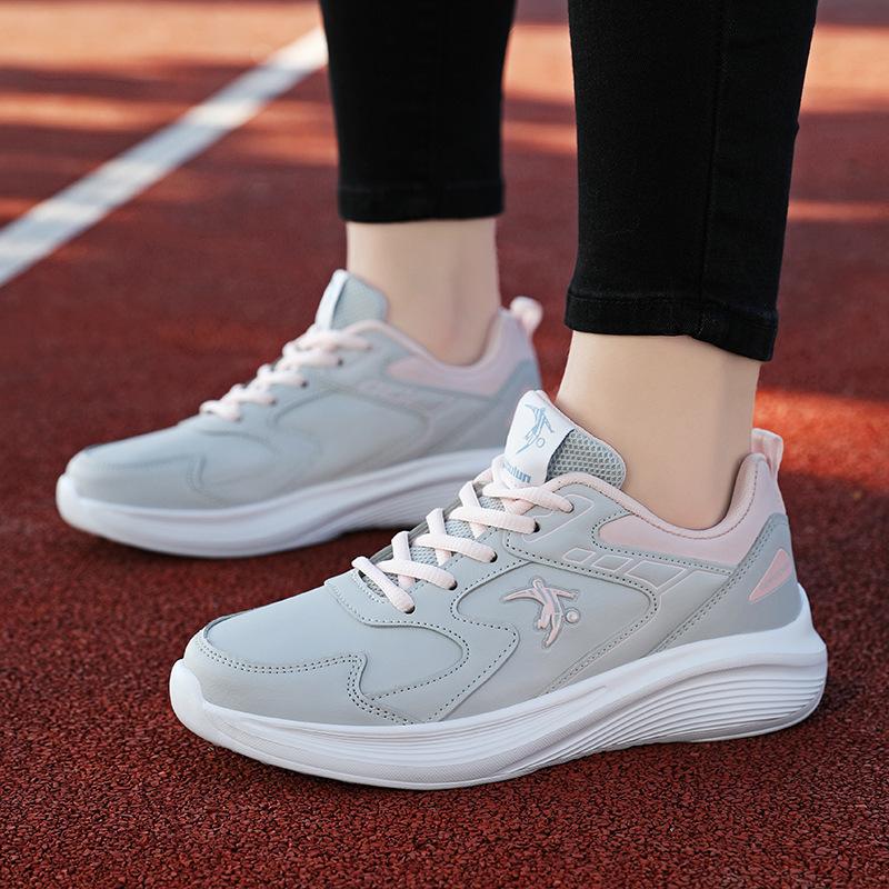 Joni Danlai sneakers women's spring and autumn leather surface waterproof travel shoes soft sole running casual shock absorption and non-slip