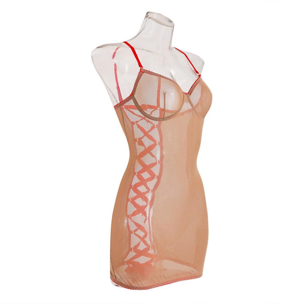 Seductive Mesh Lace Camisole Bodysuit Nightgown