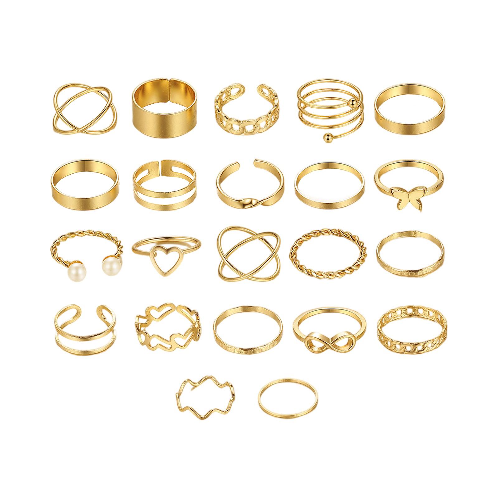 

Fashion Women s 22 Piece Ring Set - Ladies Ring Metal Ring Glossy Ring Metal Ring Holiday Gift One Size золотий