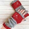 Gants en tricot sans doigts avec broderie de chat et patchwork, Gants décontractés ouverts aux doigts tendance pour femme, Mitaines chaudes d'hiver sans doigts
