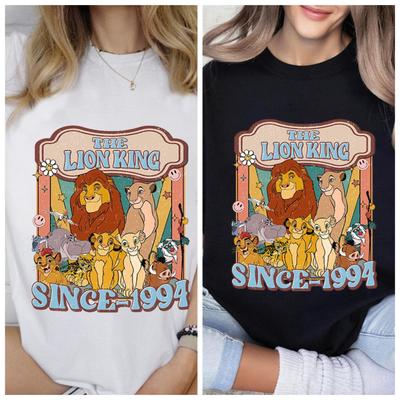Moda El Rey León Desde 1994 Estampada Unisex Camiseta de Verano Algodón Puro Manga Corta Top Casual Disfraz para Adultos
