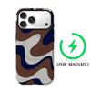 Brown Navy Swirls Phone Case for IPhone 17AIR 16E 16 15 14 13 12 11 17 Pro Max Plus Double-layer Back Cover