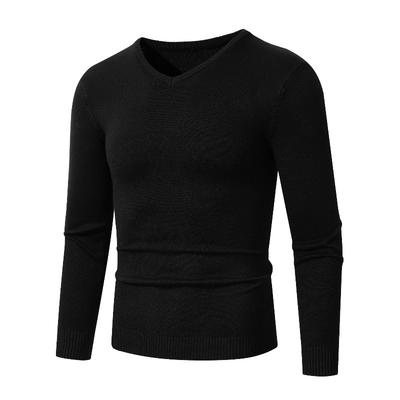 Autumn and Winter Bottoming Warm V-neck Sweater Men's Solid Color Slim-fitting Youth Bottoming Knitted Sweater