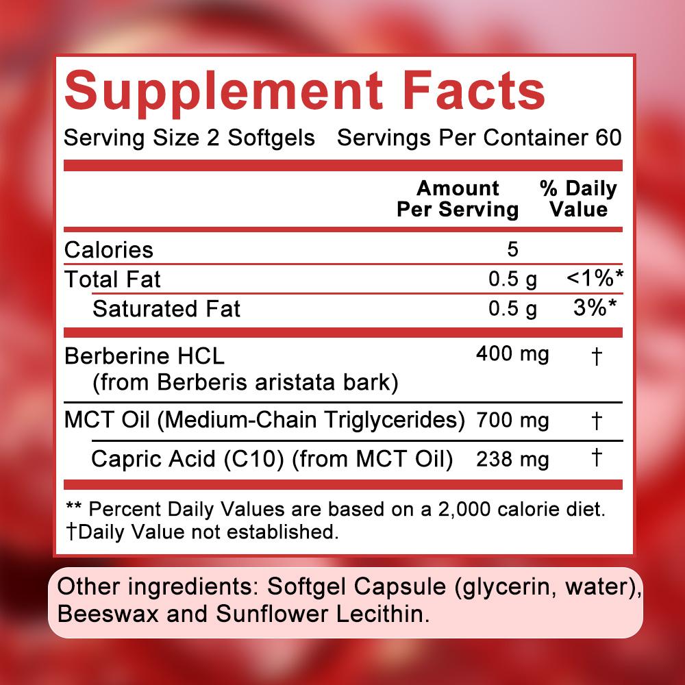 Taoters Berberine Hydrochloride Oil Soft Capsules Maintain Cardiovascular Health 120 Capsules
