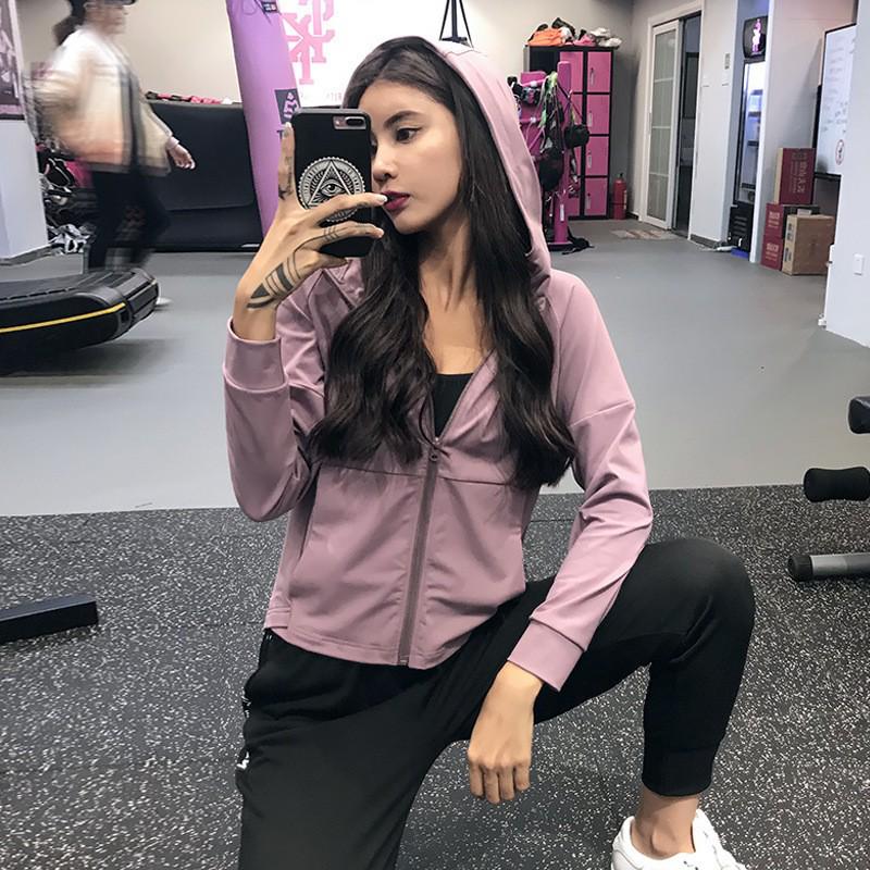 

Женская свободная спортивная куртка с капюшоном - Быстрый рукав для йоги и бега XL