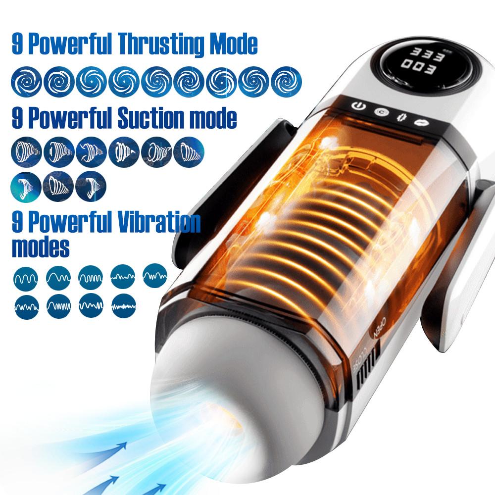 Männlicher Masturbator Becher Stoßender Saugender Vibrator Doppelte Griffe Penis Pumpe Taschentasche App-Steuerung Penis Trainer Sexspielzeug für Männer
