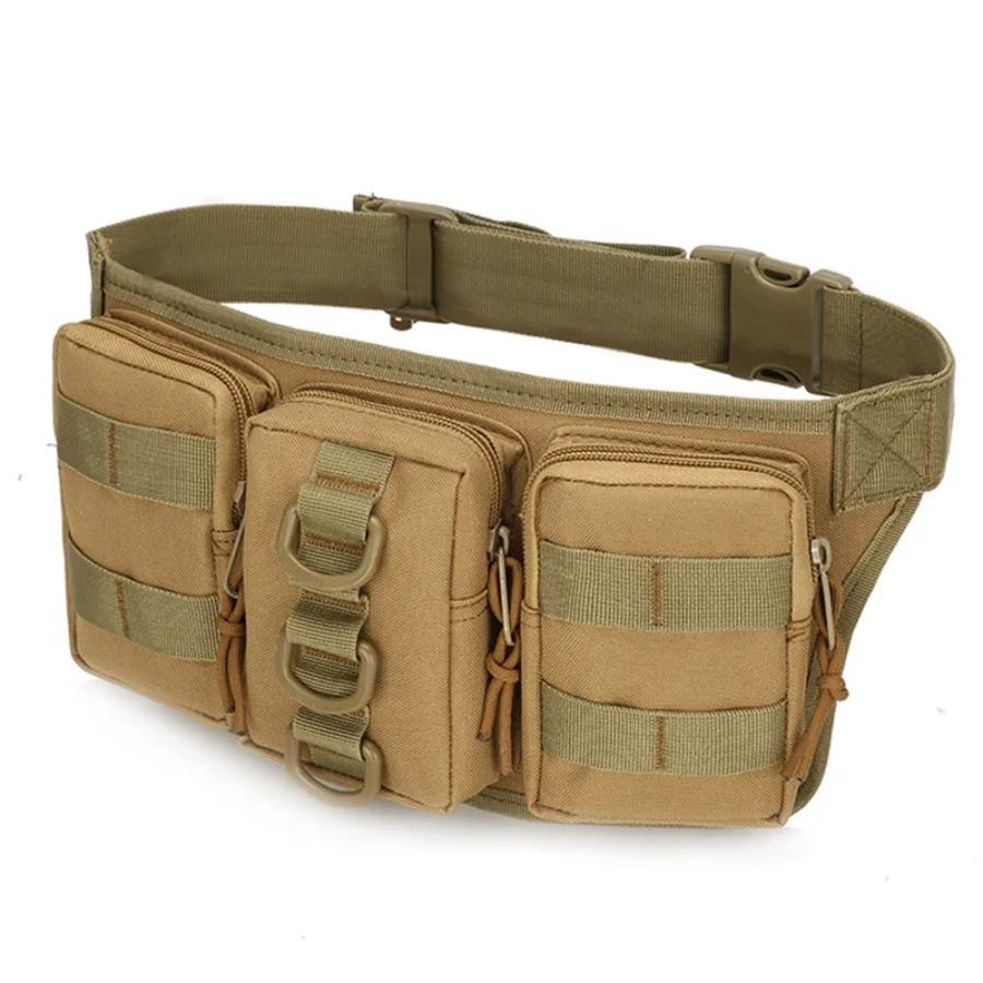 Men's Tactical Waist Bag with System, Hands-Free Outdoor Pack for Camping Hiking Hunting, Durable Nylon Survival Gear