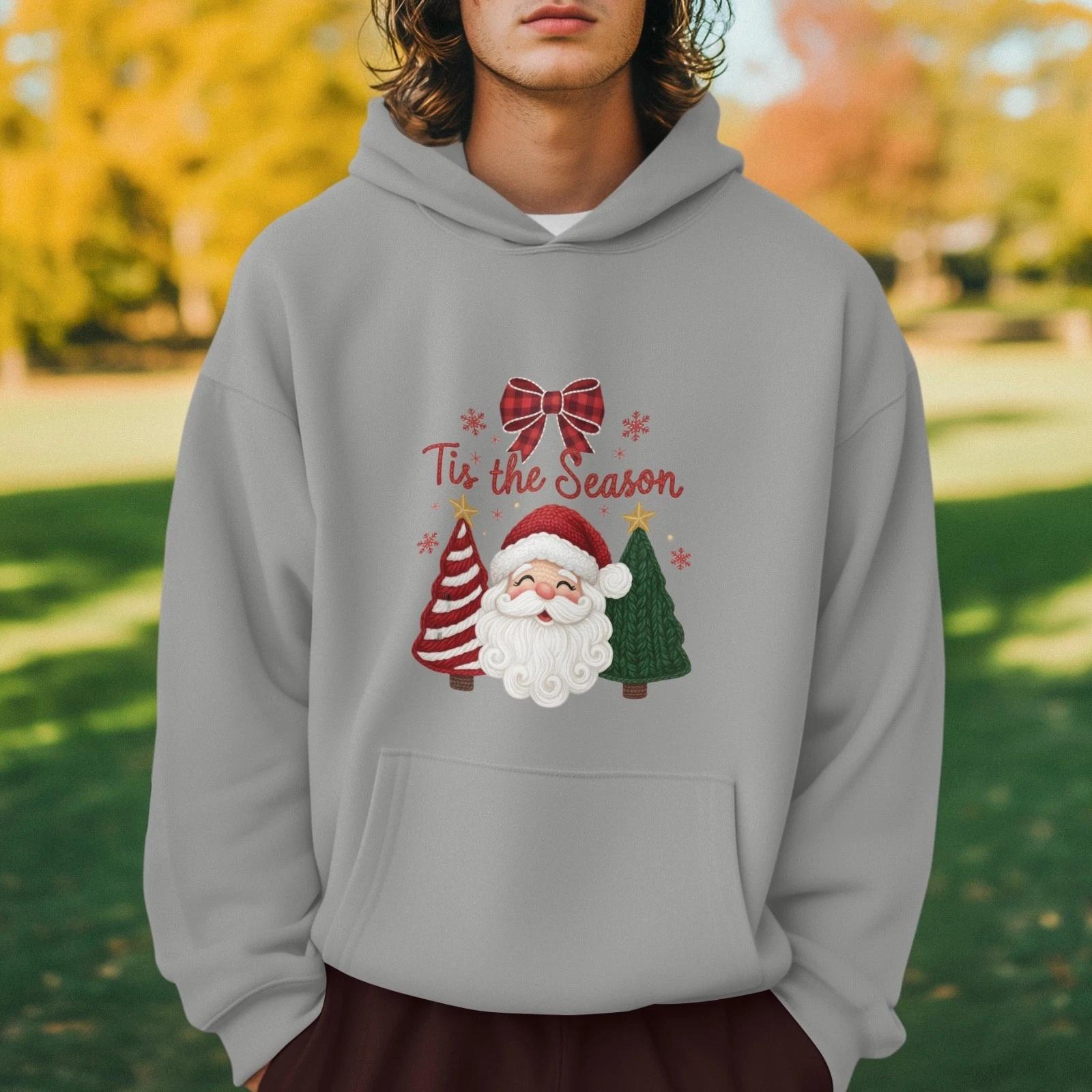 Santa Claus Christmas Hoodie Tis The Season Holiday Graphic Sweatshirt Unisex S