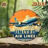 1pc Vintage United Airlines Metal Sign Retro Aviation Wall Decor Aluminum Plaque Home Office Cafe