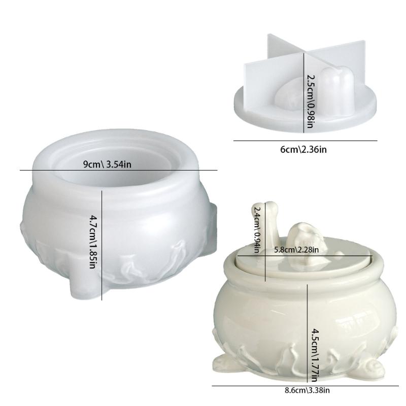 Silicone Skull Storage Jar Mold Suitable for Epoxy Resin Craft Halloween Organizers Storage Container with Hollow Design