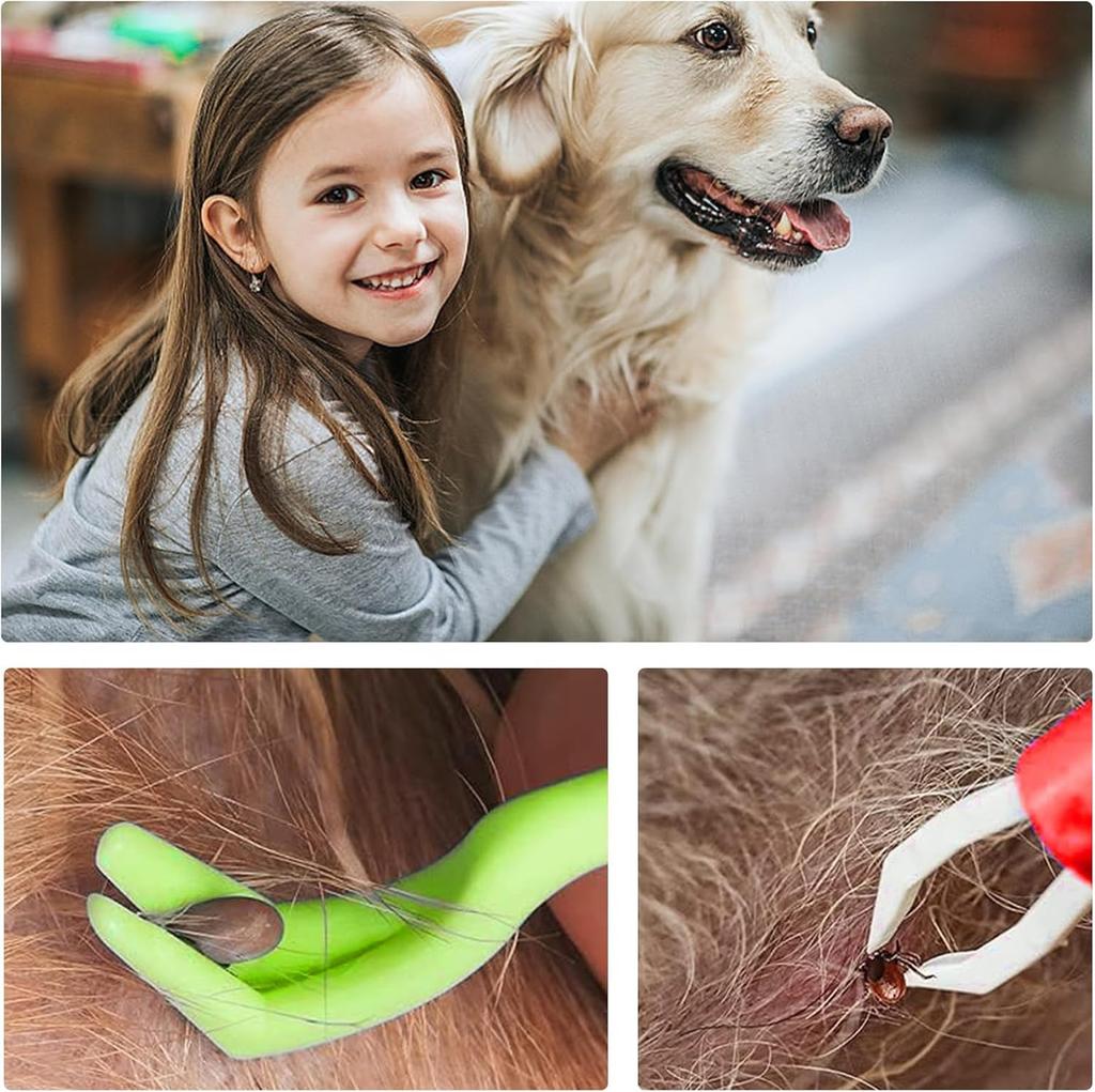 4pcs Flea Remover Hook Tick Removal Tweezer Ticks Pull Pet Cat Dog Accessaries Scratching Extractor Mite Tweezers Comb Louses P