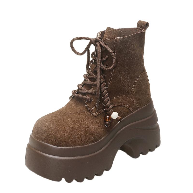 

Ботильоны на платформе Массивные Новинка Женская Короткая Обувь Зима 2025 Горячее Предложение Осень Высокое Качество Тренд Сапоги до щиколотки для Женщин 34