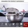 Tempura Fry Pot, Stainless Steel Tempura Deep Fryer with Thermometer, 8 Inches, Mini Size Perfect for 2-3 People
