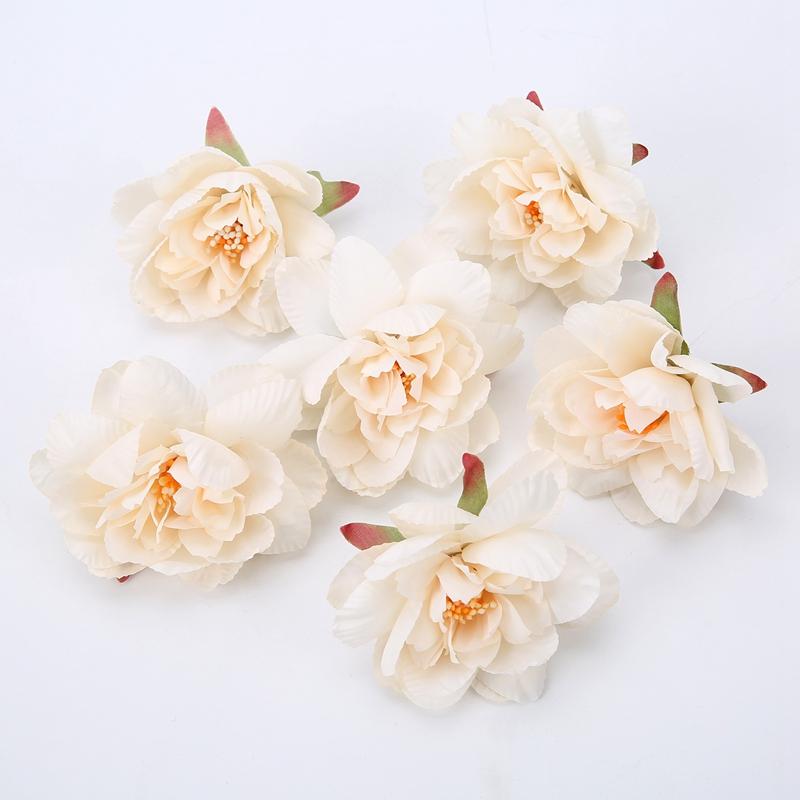 5Pcs Artificial Flowers 7.5cm Fake Flowers Heads for Home Room Dceor Garden Wedding Marriage Decoration Garland Gifts Accessory