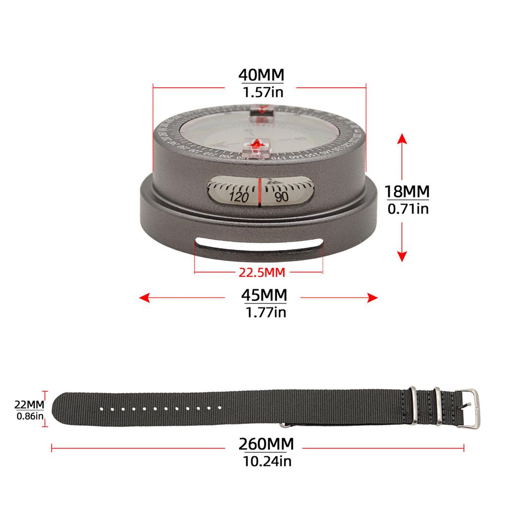 Aluminum Alloy Diving Navigation Compass Wristband with Luminous Markings Navigator Digital Scuba Waterproof Compasses Watch