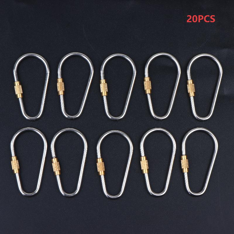 10/20/30Pcs D Type Locking Carabiner Screw Gate Multipurpose D-Ring Anti Lost Clip For Outdoor Hiking Camping And Keychain Use