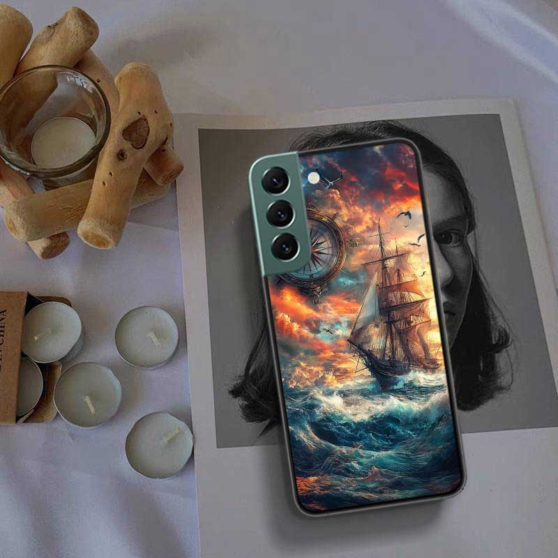 Compass Map Voyage Phone Case For Samsung Galaxy S22 S25 Ultra S21 S10 Plus S26 Edge S20 S23 S24 FE Cover Silicone Soft TPU