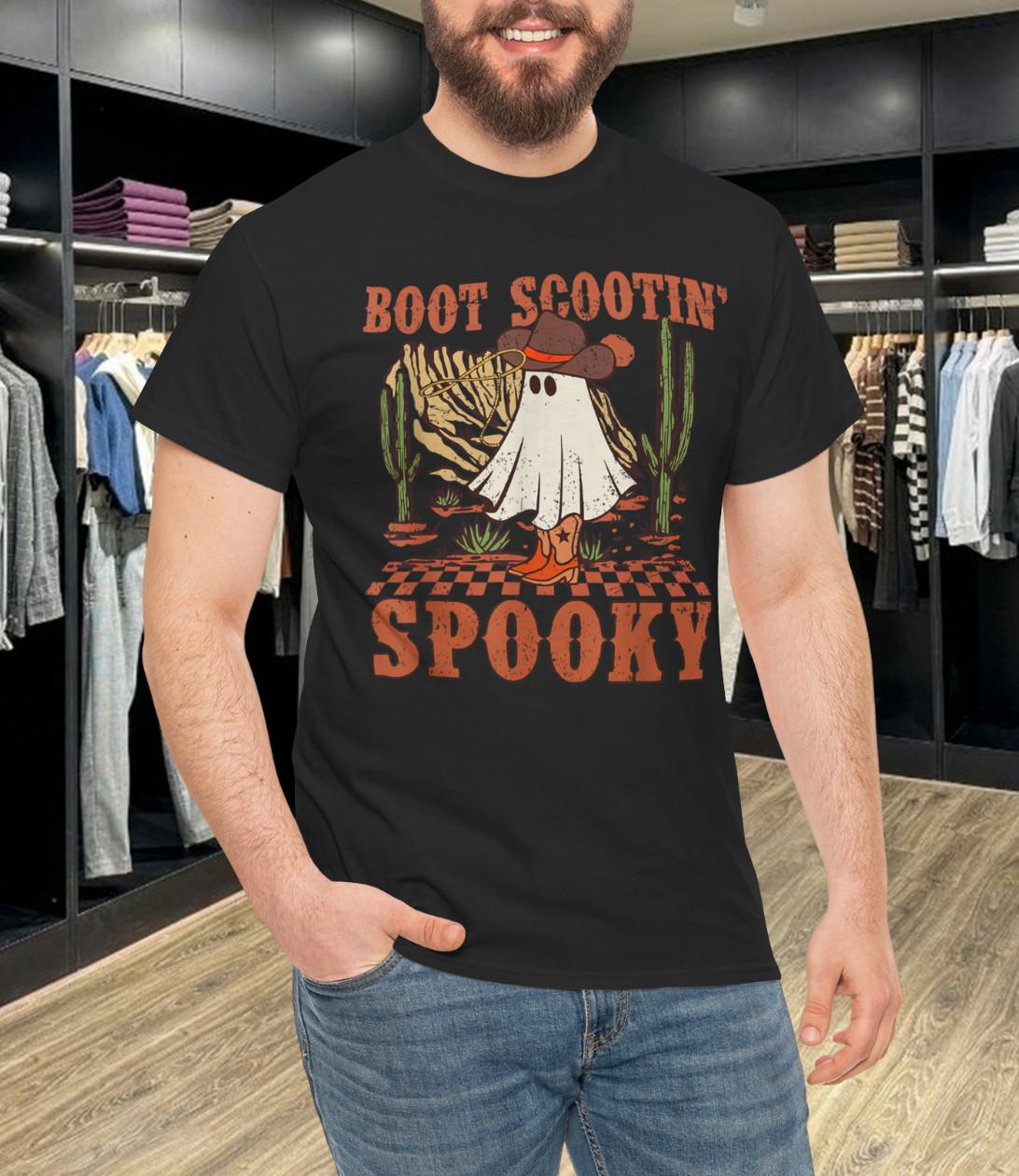 Boot Scootin Spooky Western Halloween Ghost Spooky Season Cotton Unisex T-Shirt Mens Womens Tees Top S